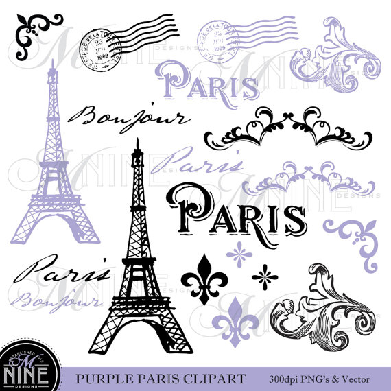 Paris Theme Clipart Digital Clip Art Vintage Paris Printable Clipart