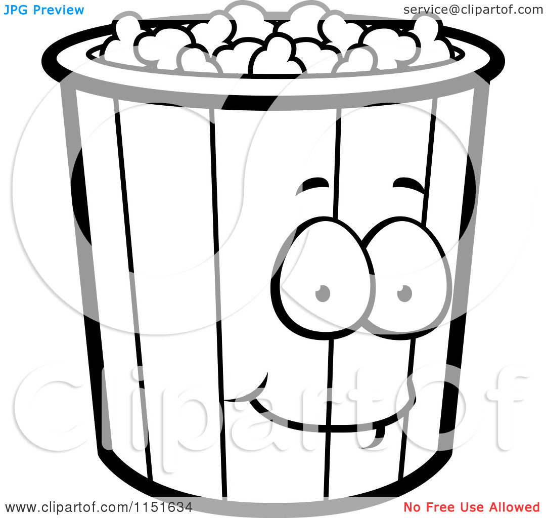 Popcorn Clipart Black And White Cartoon Clipart Of A Black And White    