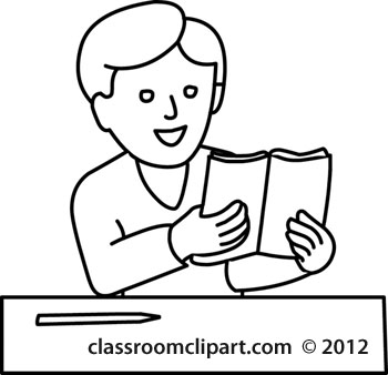 School   Student Reading Book 12412 Outline   Classroom Clipart