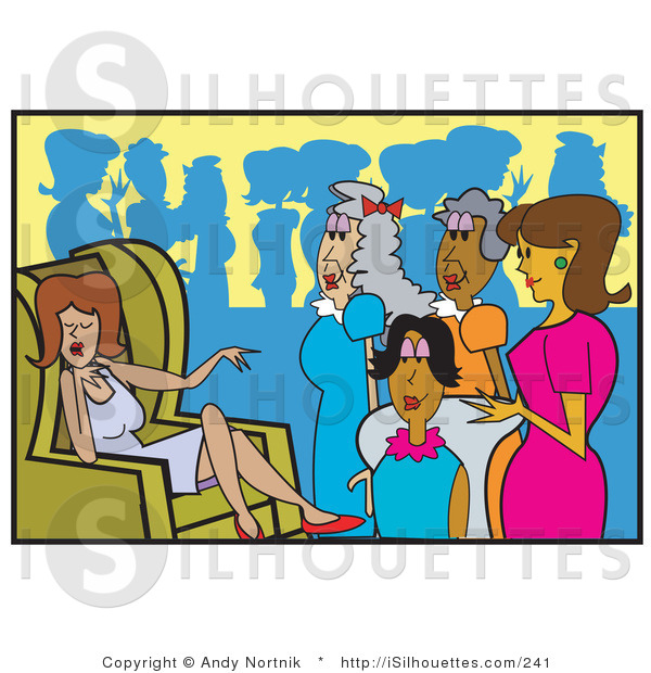 Silhouette Clipart Of A Group Of Women Surrounding One Woman Who Is