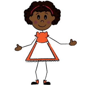 Stick People Clipart Image  Stick Figure African American Girl Wearing
