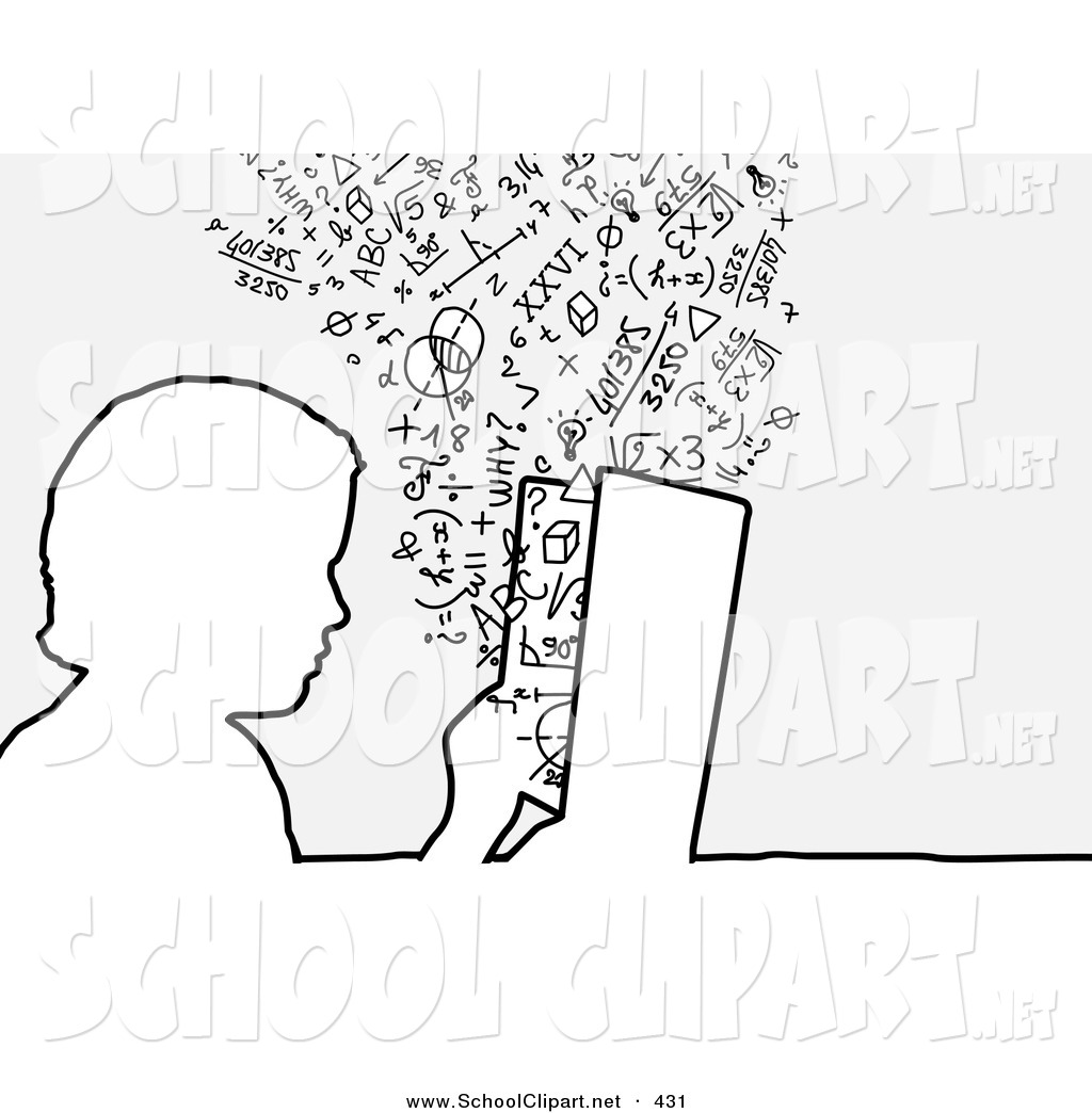 Student Reading Clipart Black And White Clip Art Of A Black And White