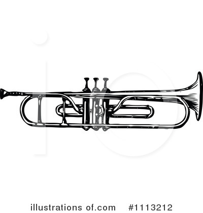 Trumpet Clipart Black And White Royalty Free  Rf  Trumpet