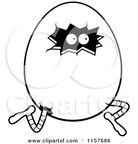 And White 1157686 Cartoon Clipart Of A Black And White Running Chicken