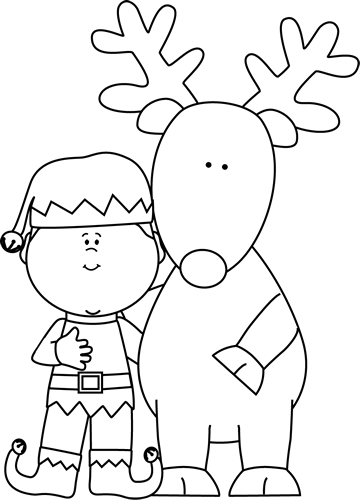 Arm Clipart Black And White Elf And Reindeer Black White Png