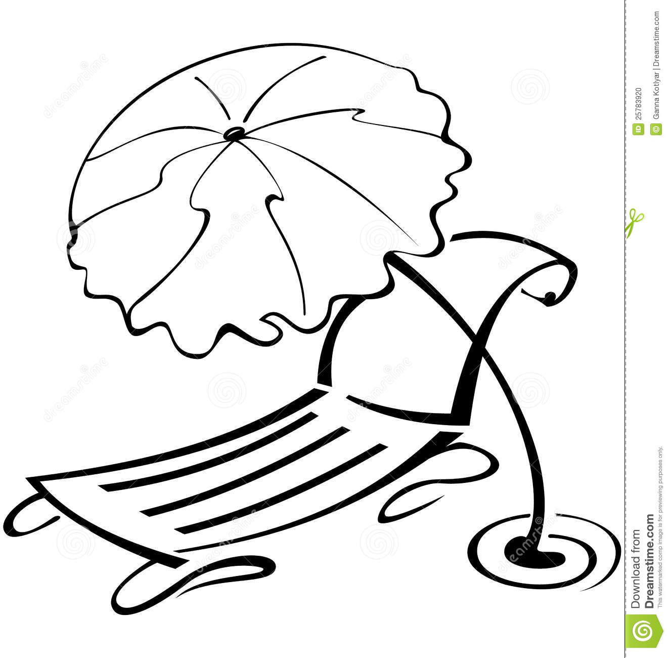 Beach Umbrella Clipart Black And White Black White Contour Umbrella