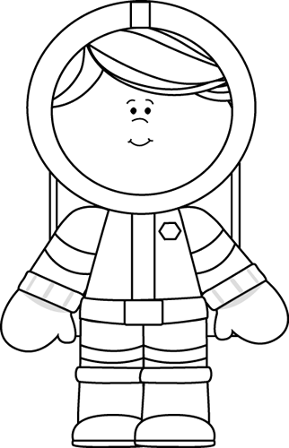 Black And White Girl Astronaut Clip Art Image   Black And White    