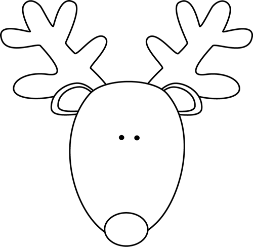 Black And White Reindeer Head Clip Art   Black And White Reindeer Head