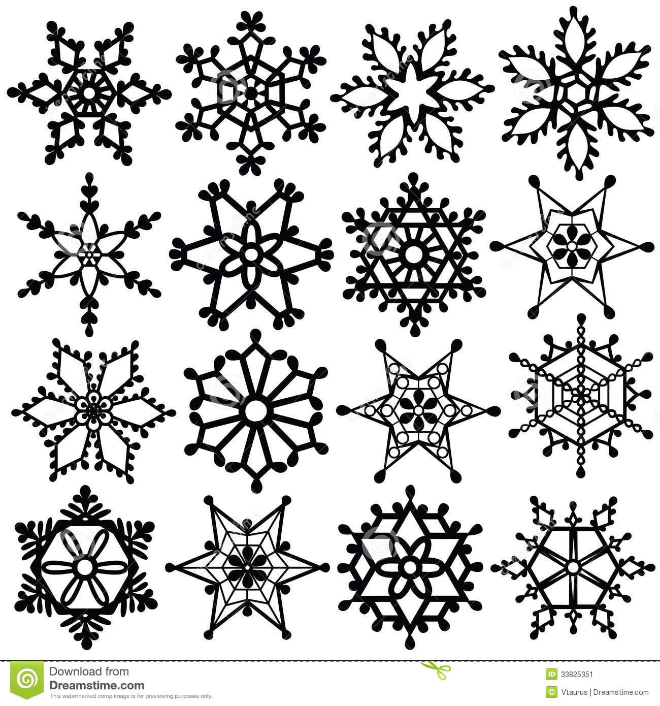 Black And White Snowflakes Set