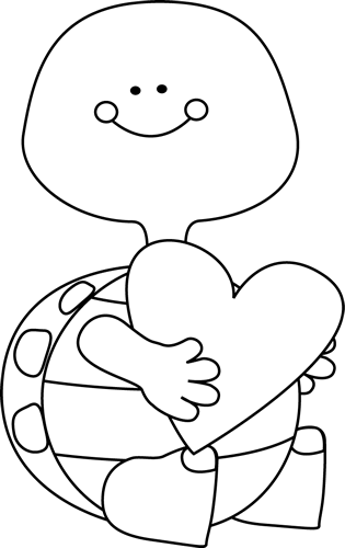 Black And White Valentine S Day Turtle   Black And White Outline Of A    