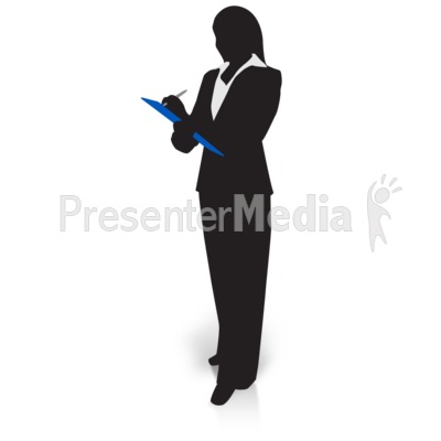 Businesswoman Silhouette Clipboard Presentation Clipart