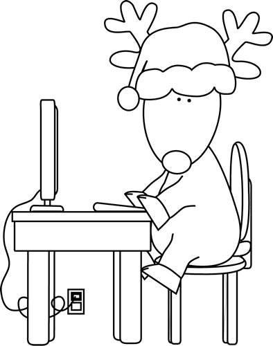 Clip Art Black And White Reindeer Using Computer Black White Png