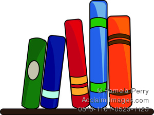 Clip Art Image Of School Books On A Shelf   Acclaim Stock Photography