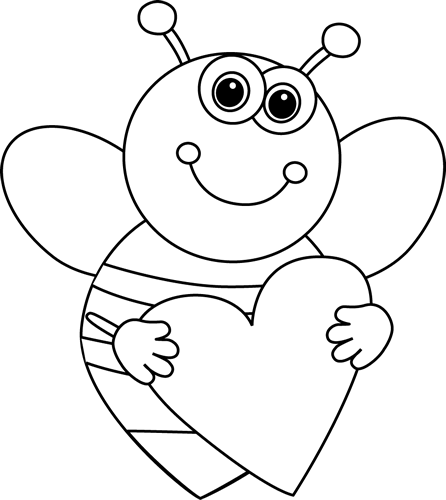 Cute Bee Clipart Black And White Black And White Cartoon
