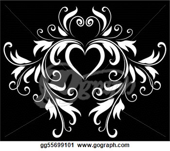 Illustration   Abstract Black And White Heart Design  Vector Clipart
