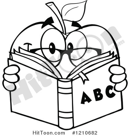 Of A Black And White Apple Mascot With Glasses Reading An Alphabet