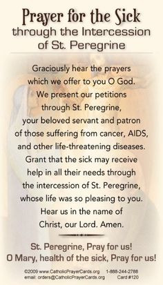 Prayer For The Sick   St Peregrine Is The Patron Saint Of Those With