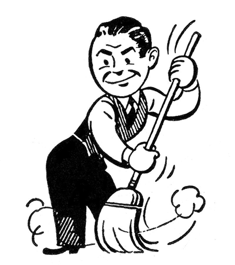 Retro Clip Art   Sweeping People   Cleaning   The Graphics Fairy