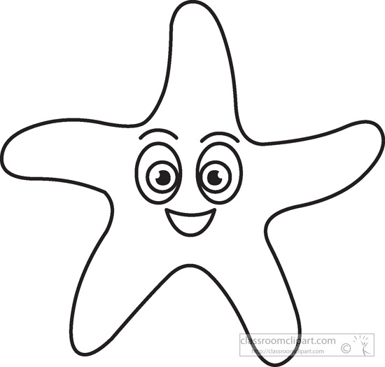 Starfish Marine Life Black White Outline 026   Classroom Clipart