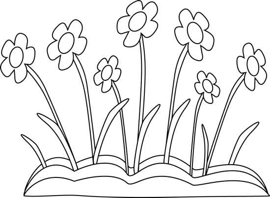 Black And White Spring Flower Patch Clip Art   Black And White Spring    