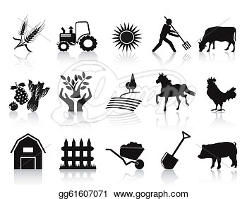 Black Farm And Agriculture Icons Set