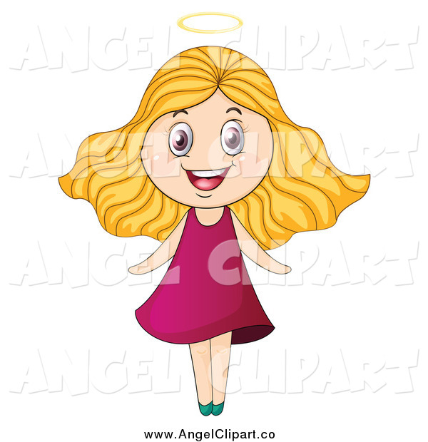 Clip Art Of A Happy Blond Angel Girl Smiling By Colematt    868