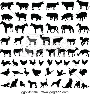 Clip Art Vector   Big Collection Of Farm Animals   Vector  Stock Eps