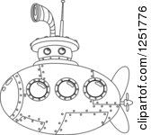 Clipart Of A Black And White Submarine Royalty Free Vector
