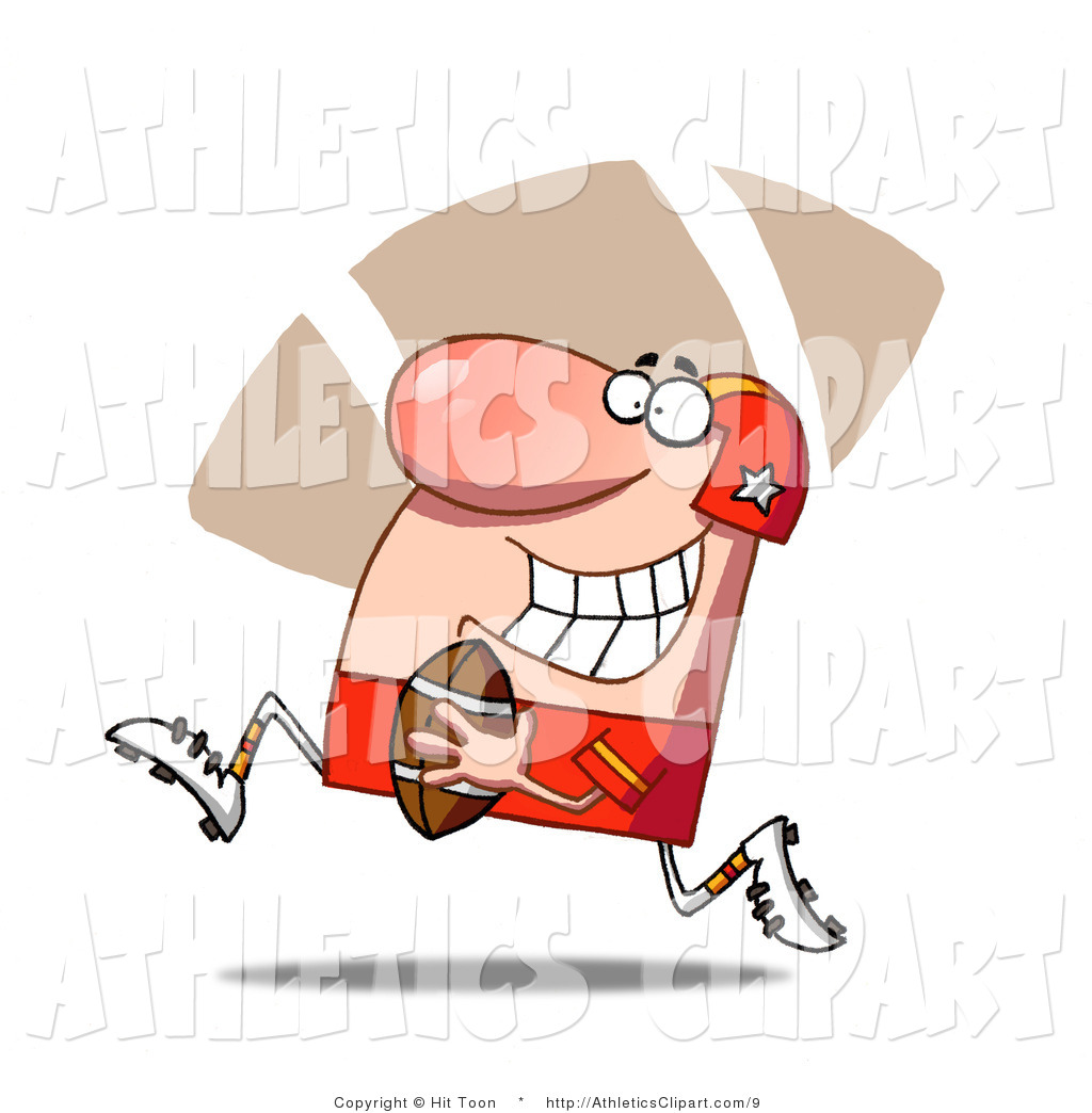 Guy In Red Running With The Ball During A Football Game By Hit Toon