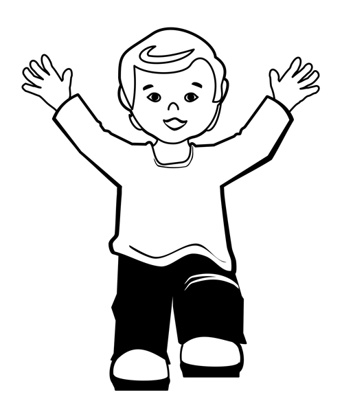 Happy Little Boy  Black And White    Free Christian Clip Art Link To