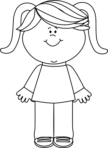Happy Little Girl Clip Art   Black And White Happy Little Girl Image