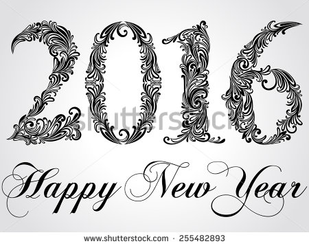 Happy New Year 2016 Celebration Background  Black And White Color