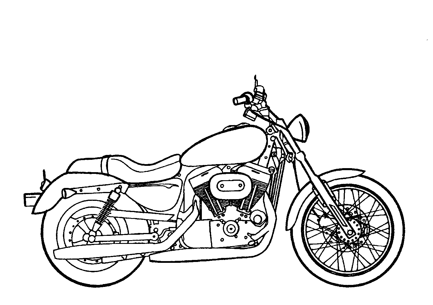 Harley Motorcycle Clipart Black And White Simple Motorcycle Drawing