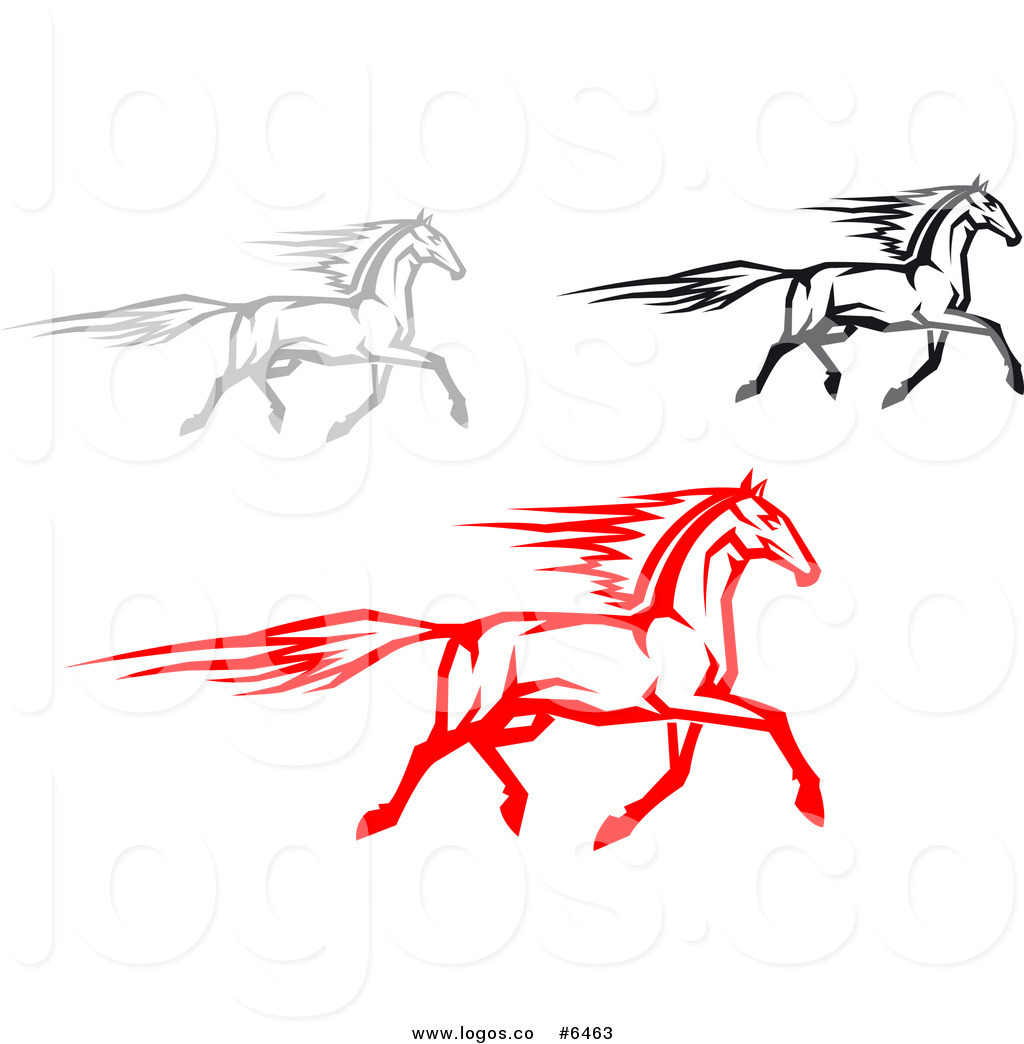 Logos Of Red Gray And Black Horses Running Logos Of Red Gray And Black