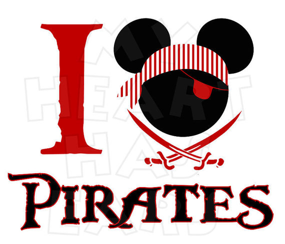 Love Heart Pirates With Mickey Mouse Instant Download Digital Clip Art