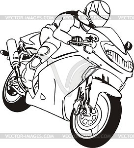 Motorcycle   White   Black Vector Clipart