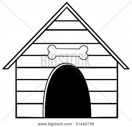 Picture Or Photo Of Black And White Dog House With A Bone Above The    