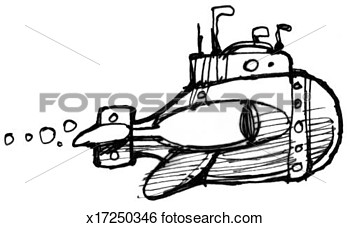 Stock Illustration   Black   White Submarine  Fotosearch   Search Clip