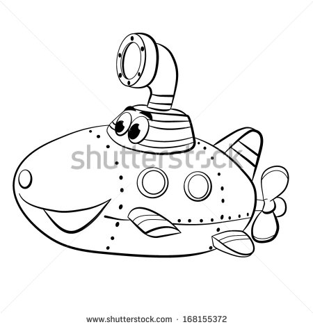 Submarine Black And White Stock Vector Contour Clipart