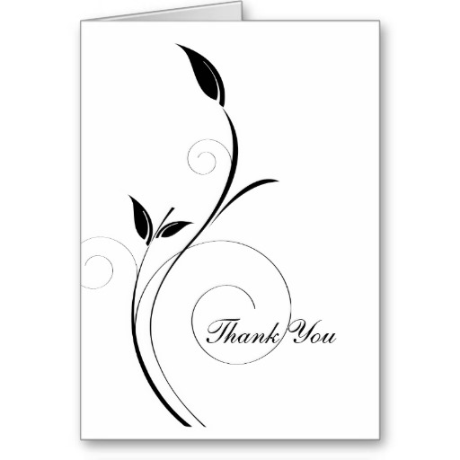 Thank You Black And White Blank Floral Thank You Black And White Card