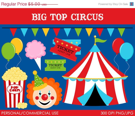 50  Off   Big Top Circus Clipart   Digital Clip Art Graphics For    