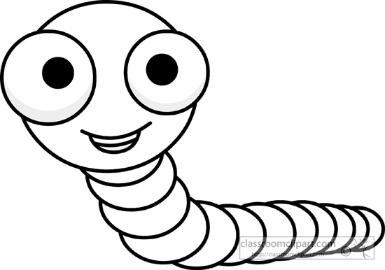 Animals   Cute Big Eyed Worm Outline 11   Classroom Clipart