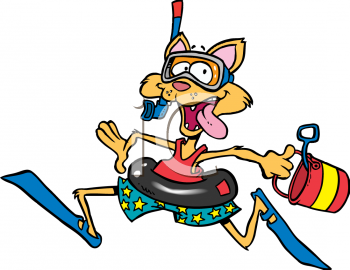 Cartoon Clipart Picture Of A Cat Going To The Beach