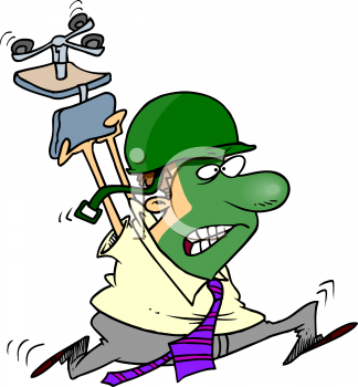 Cartoon Of A Businessman Going Crazy At Work   Royalty Free Clip Art