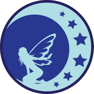 Fantasy Clipart Image   A Blue Silhouette Of A Fairy On The Moon