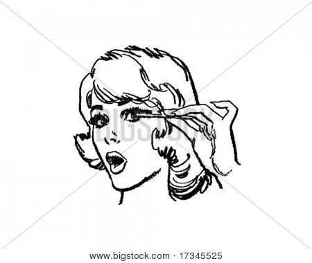 Girl Doing Eyelashes   Retro Clip Art Stock Vector   Stock Photos    