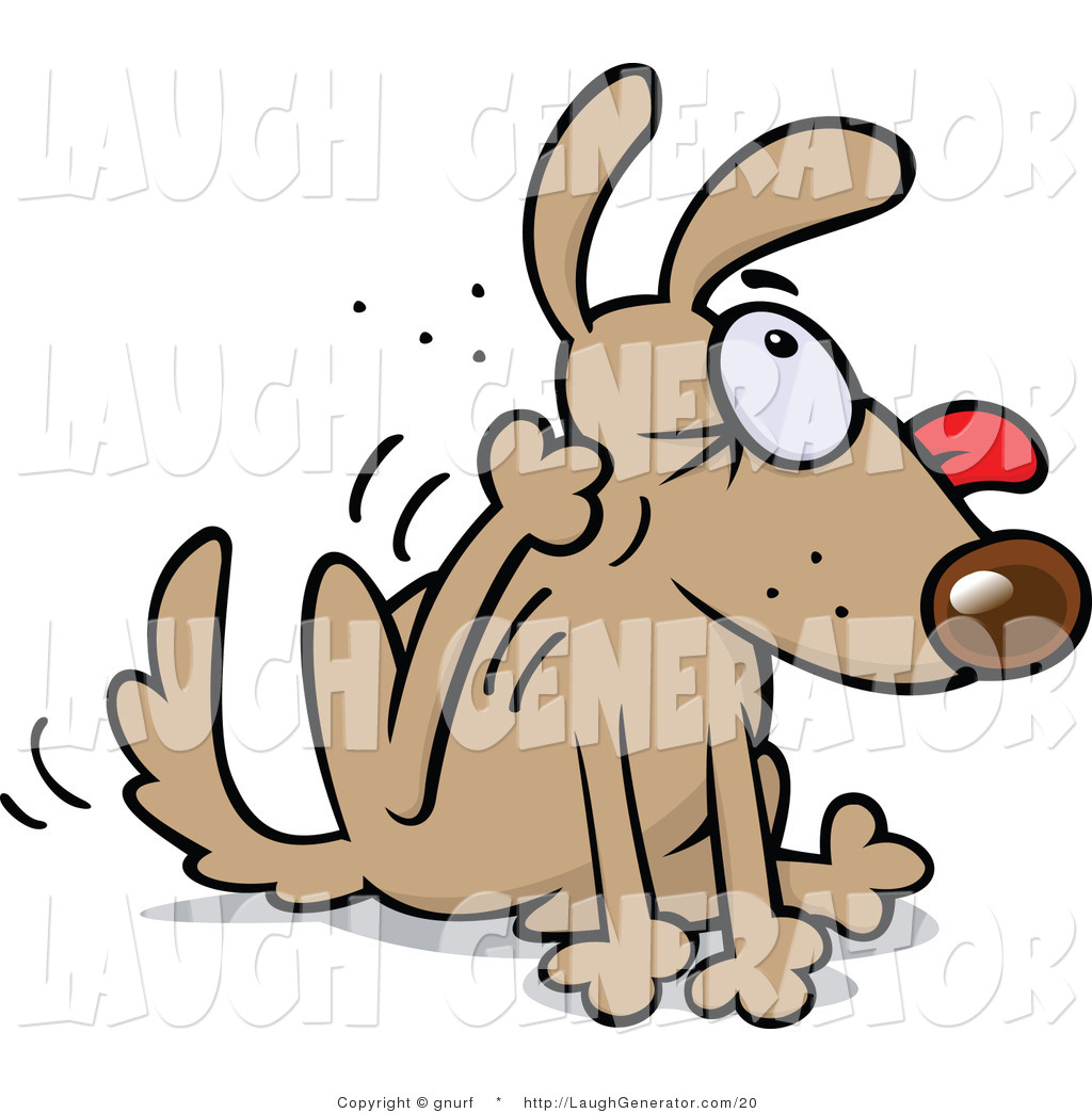 Humorous Clip Art Of A Silly Dog With Fleas Going Crazy While Trying