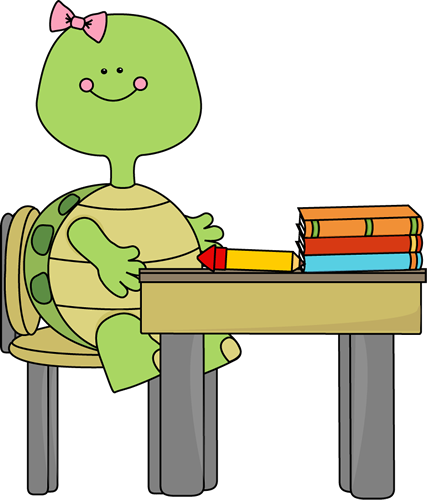 In School Clip Art Image   Turtle In School Sitting At A School