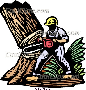 Logger Cutting Down Tree Logger Cutting Down Tree