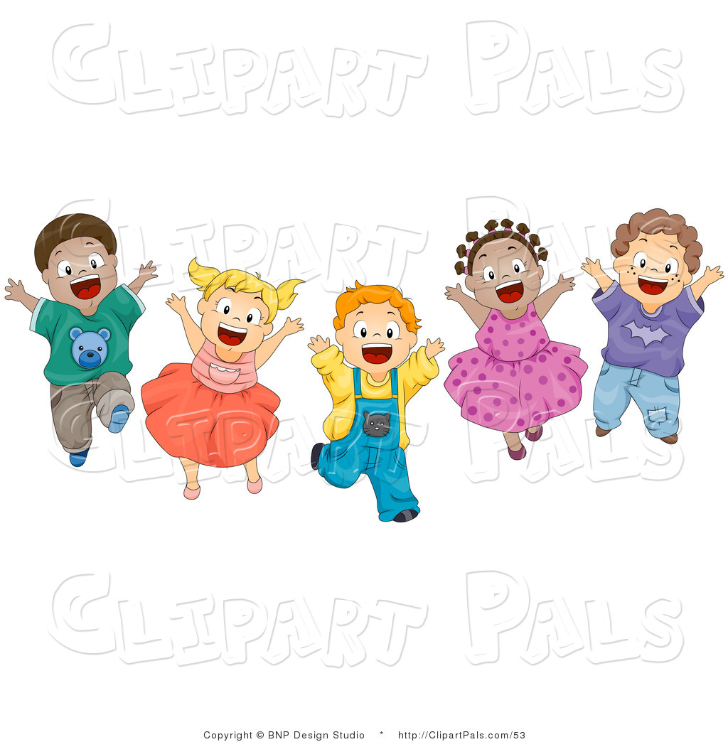 Pal Clipart Of A Group Of Energetic Diverse Kids Jumping For Joy By